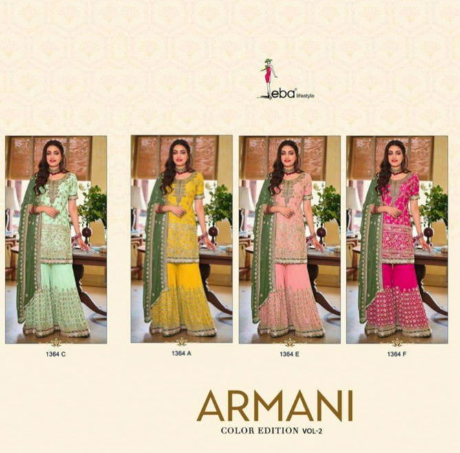 Eba Armani 1364 Colour Pure Georgette Wedding Sharara Suits Wholesale Clothing Suppliers In India
